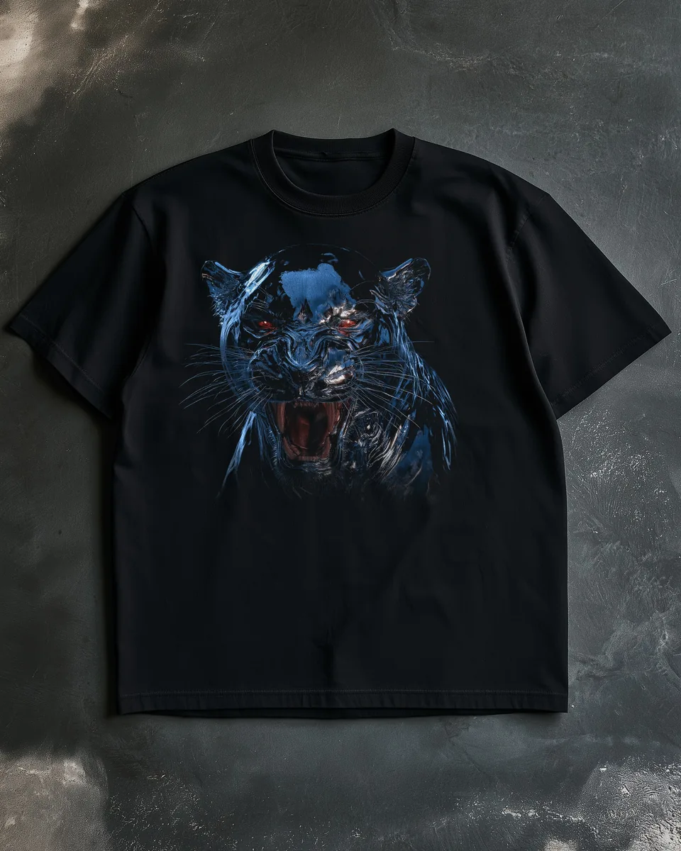 MOGUAR Tee, black, front print.